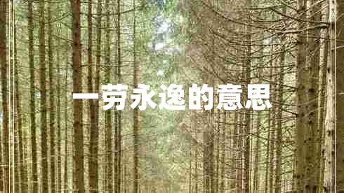 一劳永逸的意思