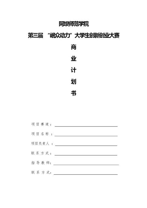 大学生创新创业大赛计划作品范例
