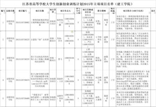 江苏省高等学校创业创新计划项目
