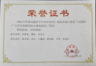 江苏省互联网创新创业大赛证书