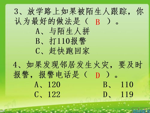 小学生安全知识竞赛题ppt模板