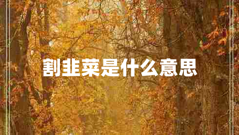 割韭菜是什么意思