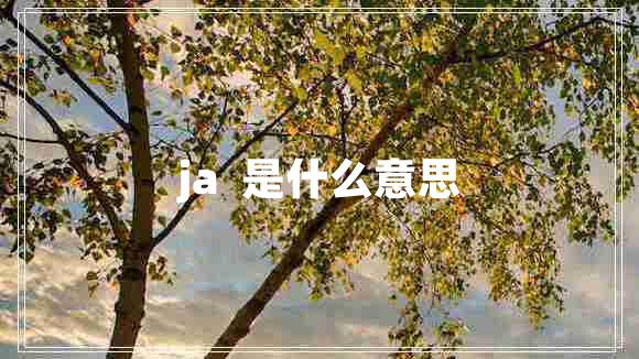 ja  是什么意思