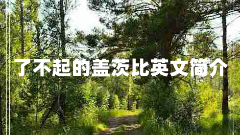 了不起的盖茨比英文简介