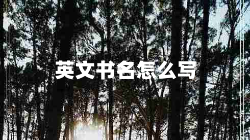英文书名怎么写