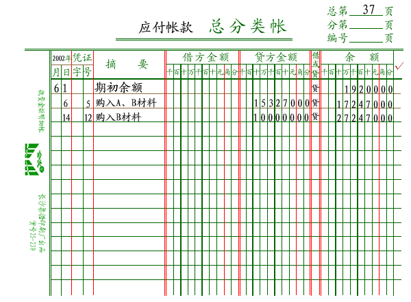 会计科目,格式,分类