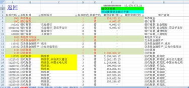 公司会计科目余额表