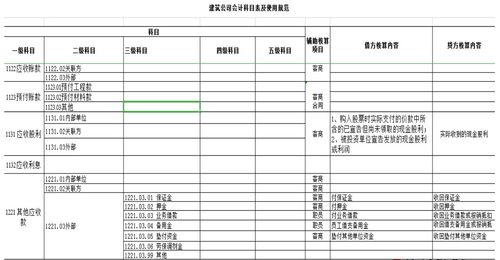 明细表,会计科目,建筑,公司