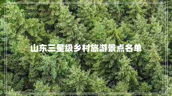 山东三星级乡村旅游景点名单