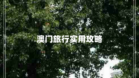 澳门旅行实用攻略