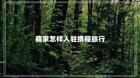 商家怎样入驻携程旅行