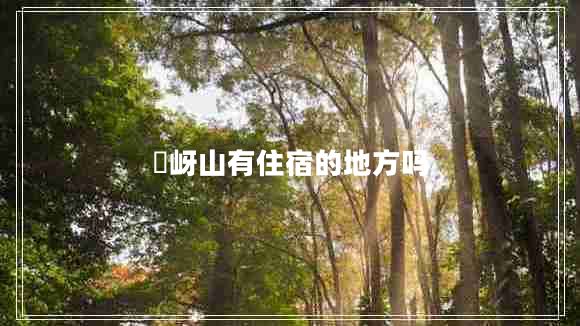 嵖岈山有住宿的地方吗