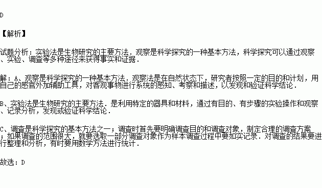 生物学的基本方法包括哪些