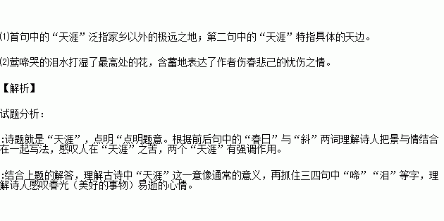 含有天涯的古诗句