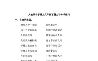 小学六级语文古诗句总复习