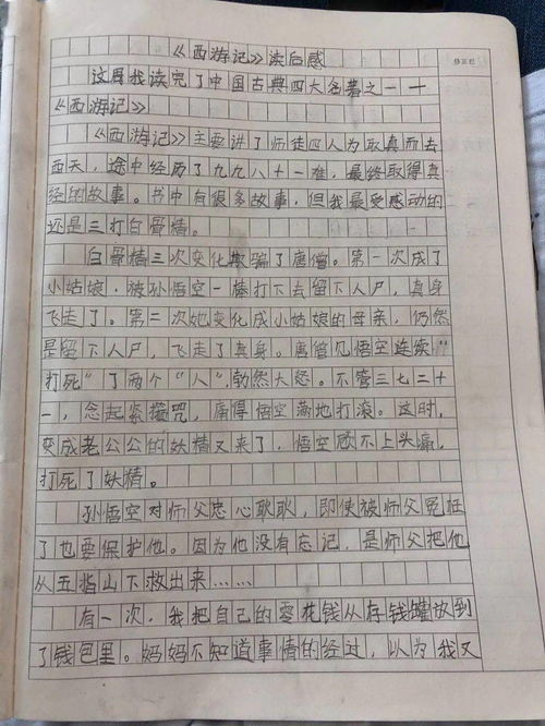 西游记读后感优秀作文开头