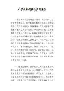小学生寒假实践报告()