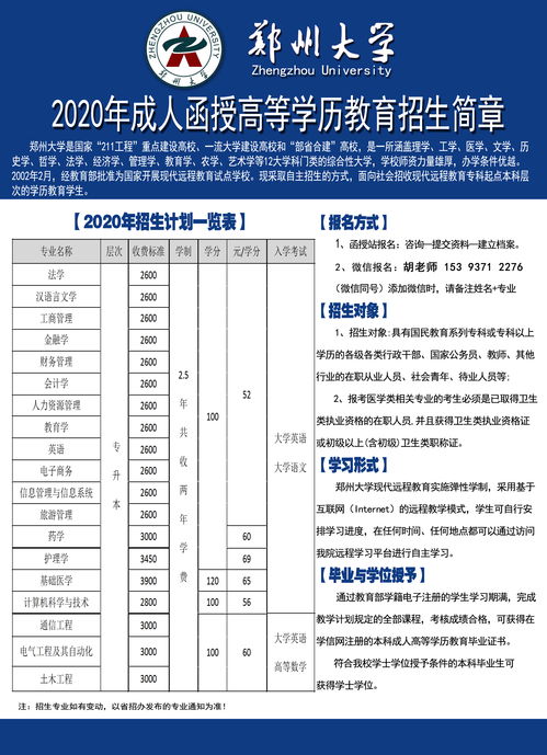 郑州成人大专自考本科