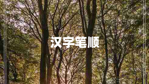 汉字笔顺 汉字笔顺