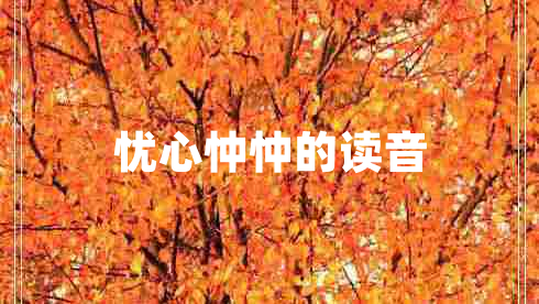 忧心忡忡的读音