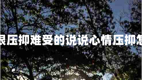 内心很压抑难受的说说心情压抑怎么办
