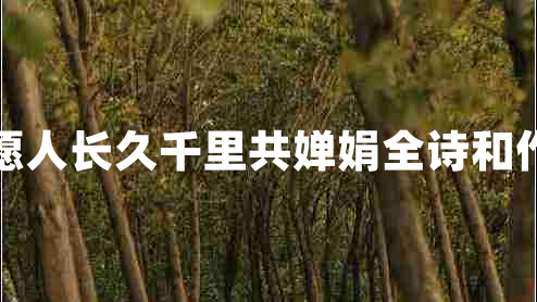 但愿人长久千里共婵娟全诗和作者