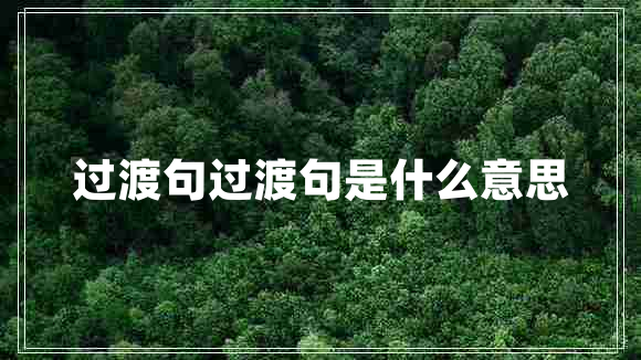 过渡句过渡句是什么意思
