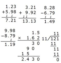小数的加减乘除运算,小数加减乘除运算法则,小数的加减乘除运算题100道