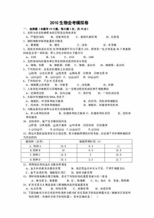 生物会考填卡注意事项