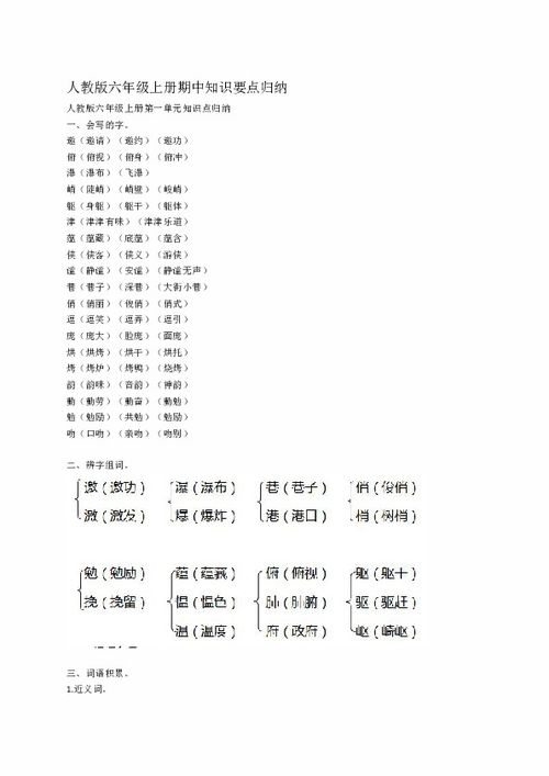 人教版六下基础知识归类