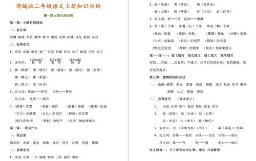 二级上学期语文基础知识归类