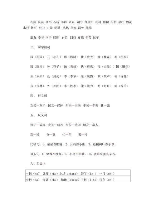 小学二级语文基础知识点总结