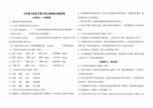 六上语文第六单元基础知识梳理答案