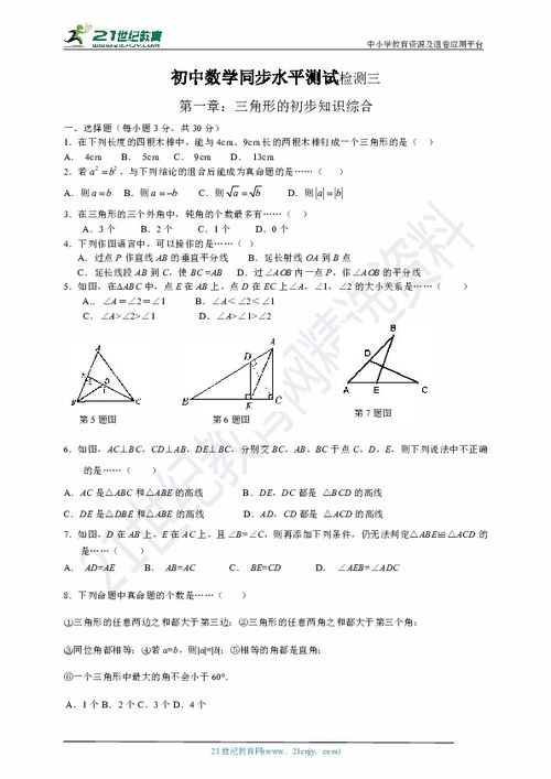 三角形的初步知识的基础题