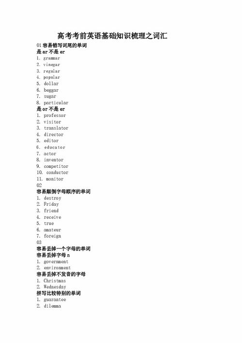 基础知识梳理英语